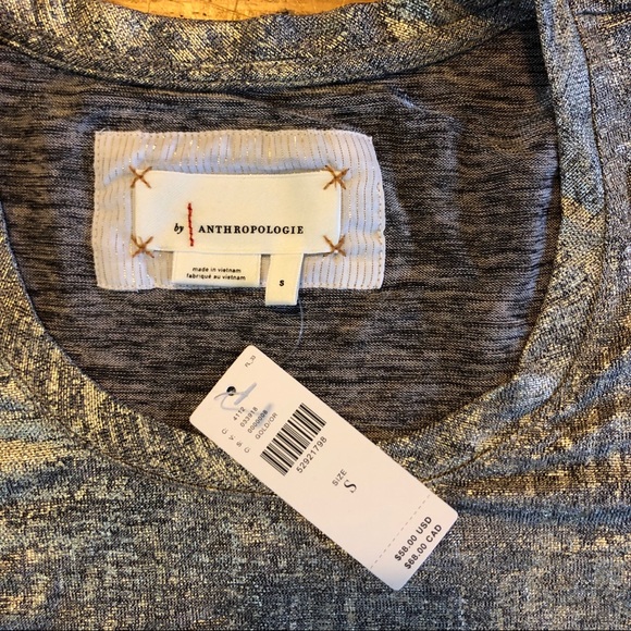 Metallic Anthropologie flutter sleeve top - Picture 4 of 5